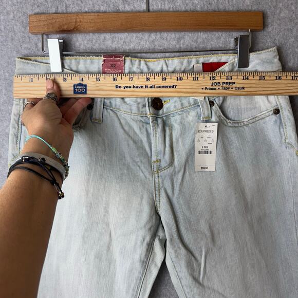 NWT Express Jeans Flare Leg Women’s Sz 8 Vintage Bleach Wash Cotton Western Boho - Picture 7 of 15